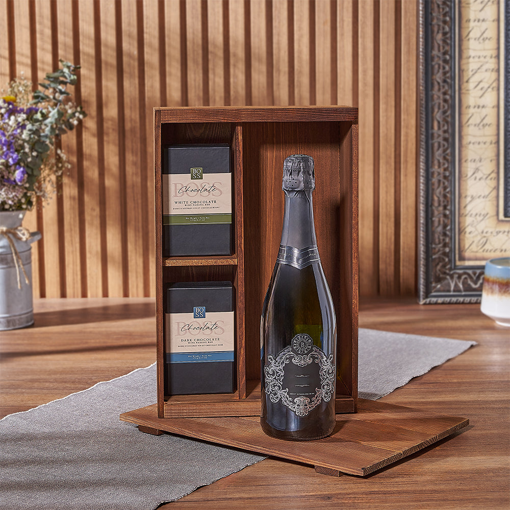 Kosher Sparkling Wine in Decanter Box – how the gift is presented