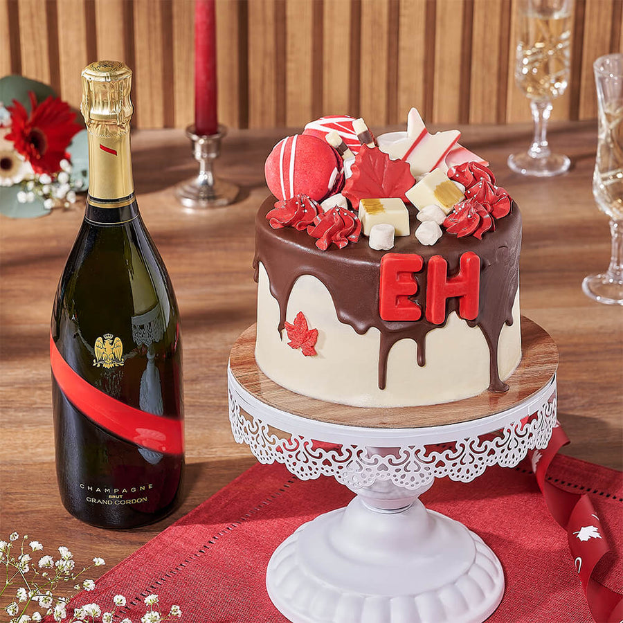 Canada Day Cake & Bubbly Gift, cake gift, cake, canada day gift, canada day, champagne gift, champagne, sparkling wine gift, sparkling wine, Ottawa delivery