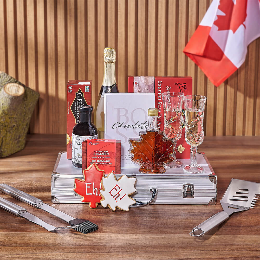 Sparkling Wine with Grilling Gift Basket – how the gift is presented
