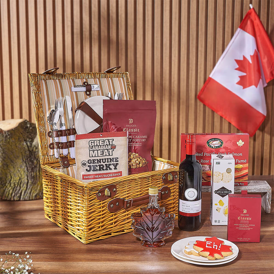 Canada Day Picnic Gift Basket, canada day gift, canada day, wine gift, wine, chocolate gift, chocolate, Ottawa delivery