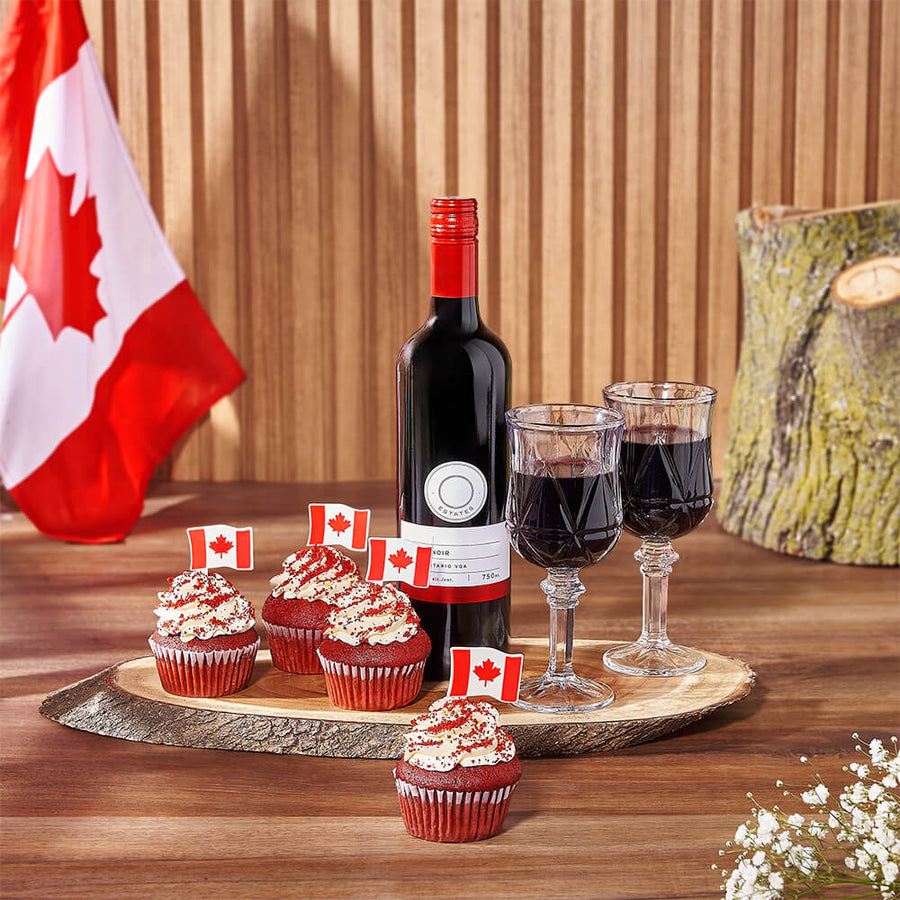 Canada Day Wine & Cupcake Gift Board, wine gift, wine, canada day gift, canada day, cupcake gift, cupcake, Ottawa delivery