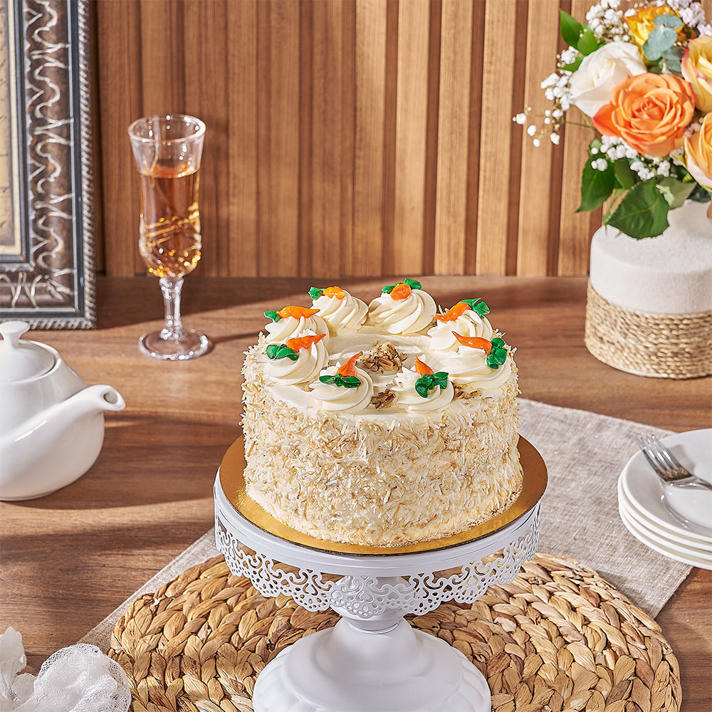 Moist Spiced Carrot Cake with Cream Cheese Frosting – how the gift is presented