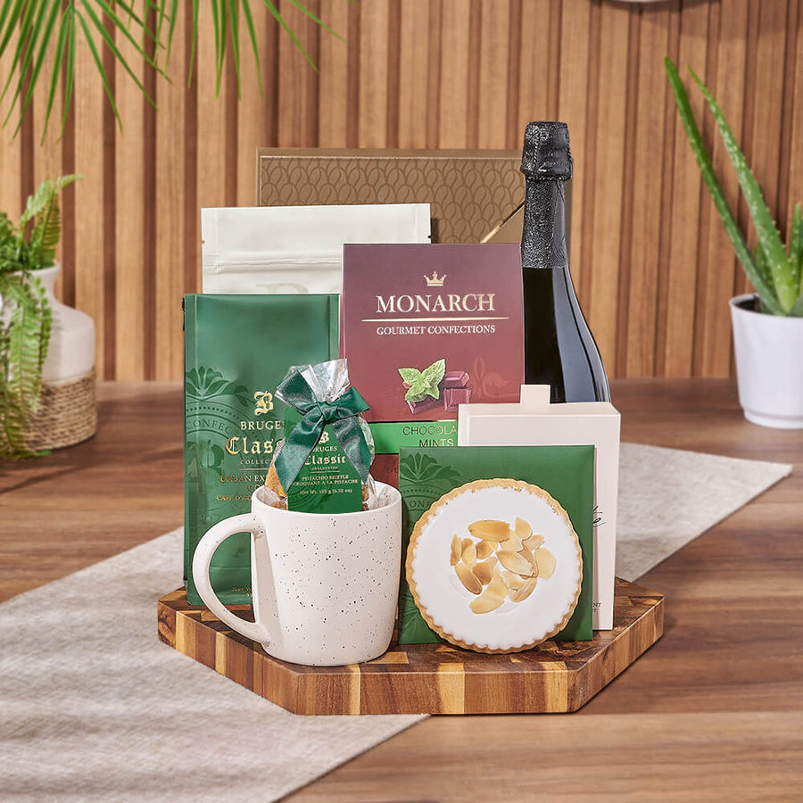 Champagne & Coffee Snack Board, champagne gift, champagne, sparkling wine gift, sparkling wine, chocolate gift, chocolate, Ottawa delivery