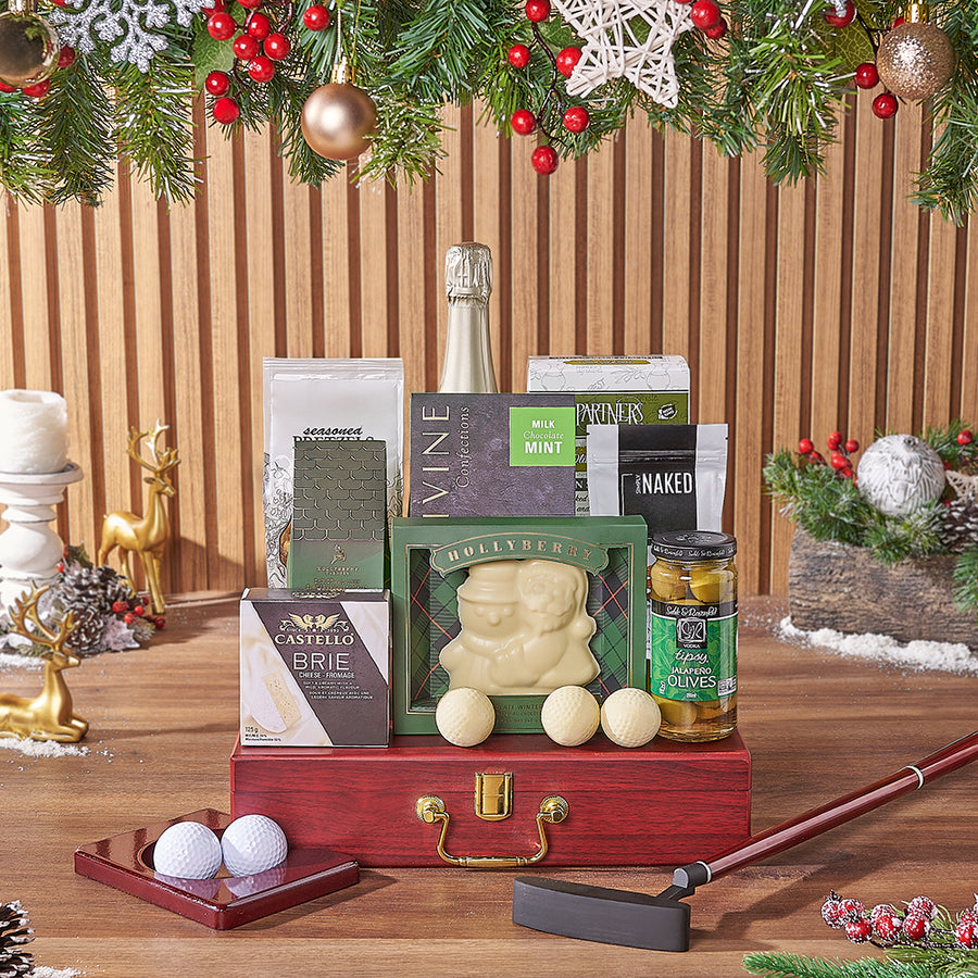 Champagne & Holiday Golf Gift, champagne gift, champagne, chocolate gift, chocolate, golf gift, golf, Ottawa delivery