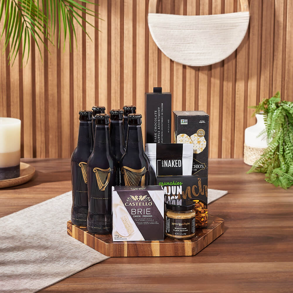 Hexagonal Beer and Cheese Basket – how the gift is presented