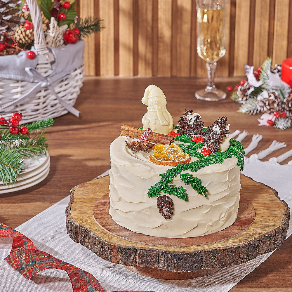 Festive Christmas Red Velvet Cake with Cinnamon Garnish – how the gift is presented