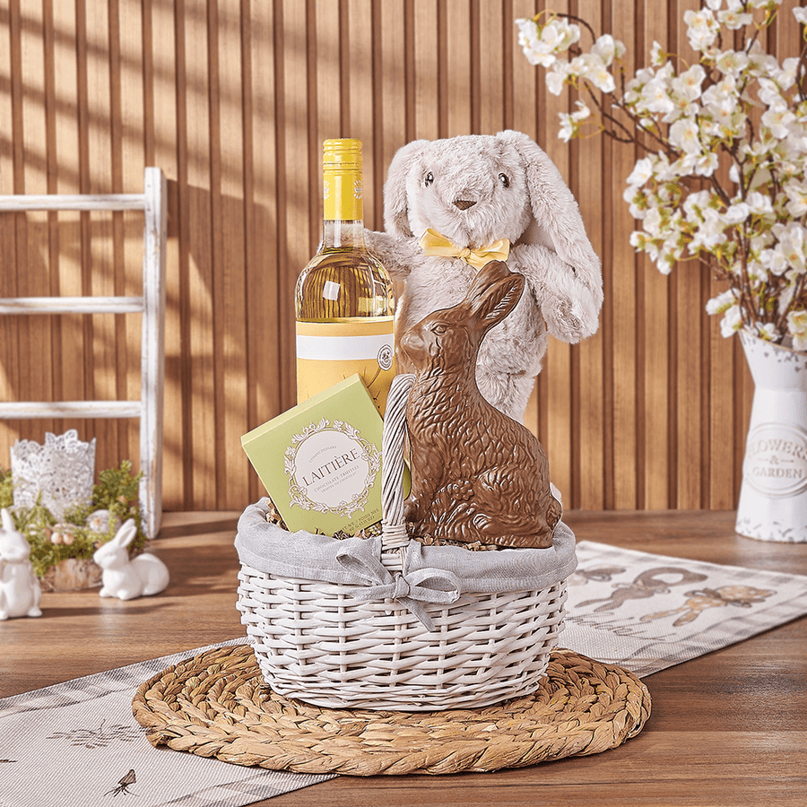 Easter Bunny Wine & Chocolate Basket, easter gift, easter, wine gift, wine, chocolate gift, chocolate, Ottawa delivery