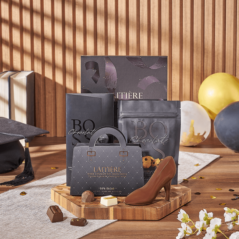Premium Graduation Gourmet Gift Set with Fine Chocolates – how the gift is presented