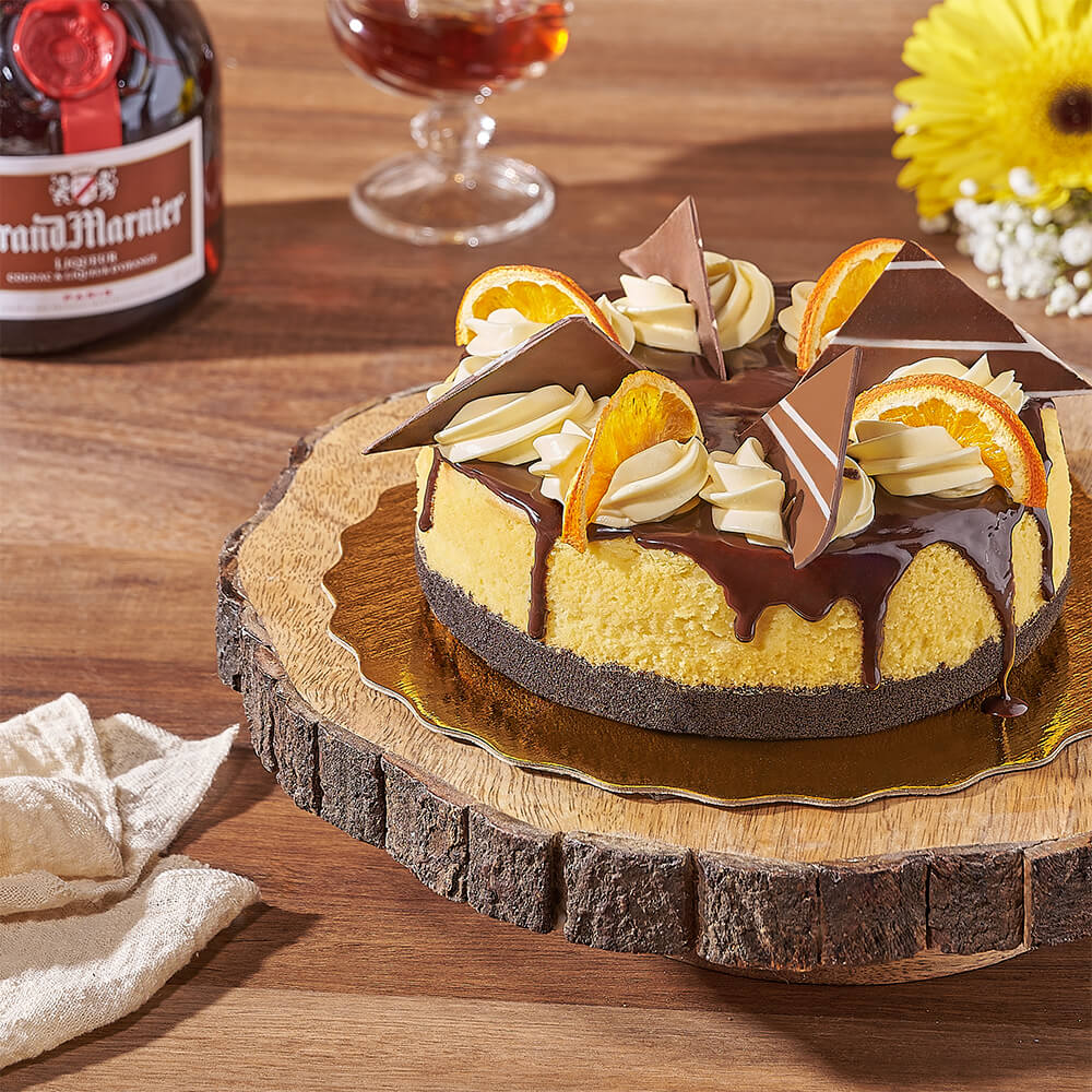 Grand Marnier Infused Cheesecake with Chocolate and Candied Orange Glaze – how the gift is presented