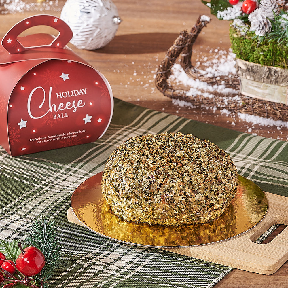 Premium Hollyberry Chive Cheeseball Holiday Gift Basket – how the gift is presented