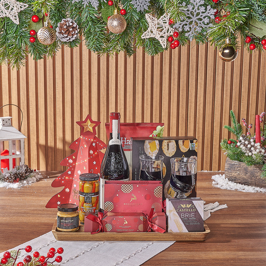 Holiday Wine & Treats Gift Basket, christmas gift, christmas, wine gift, wine, chocolate gift, chocolate, Ottawa delivery