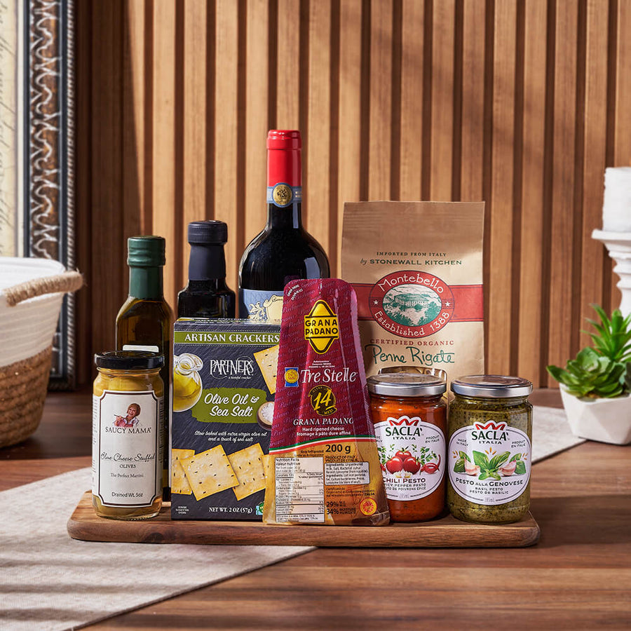 Little Italy Wine Basket, wine gift, wine, pasta gift, pasta, gourmet gift, gourmet, Ottawa delivery