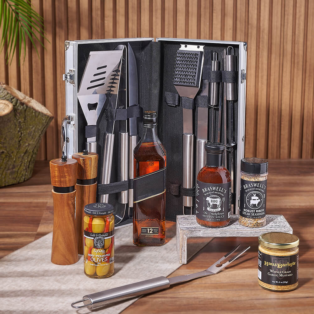 Gourmet Grilling Gift Set with Premium Spirits – how the gift is presented