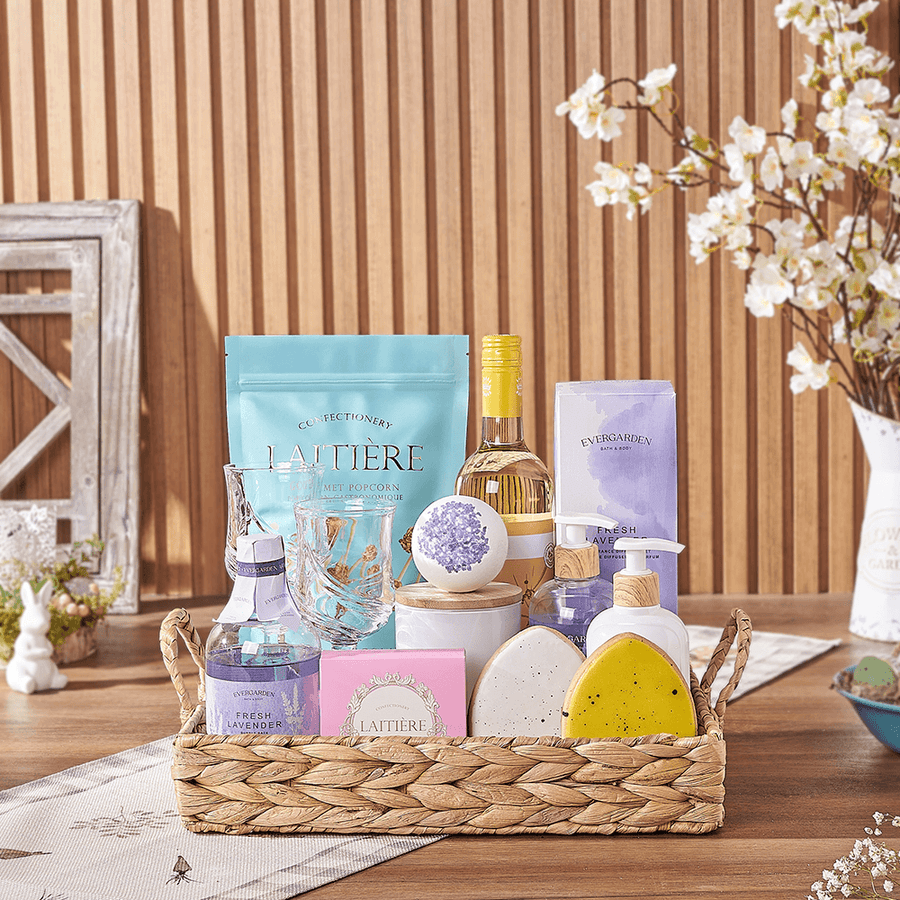 Relaxing Easter Spa & Wine Gift, spa gift, spa, wine gift, wine, easter gift, easter, Ottawa delivery