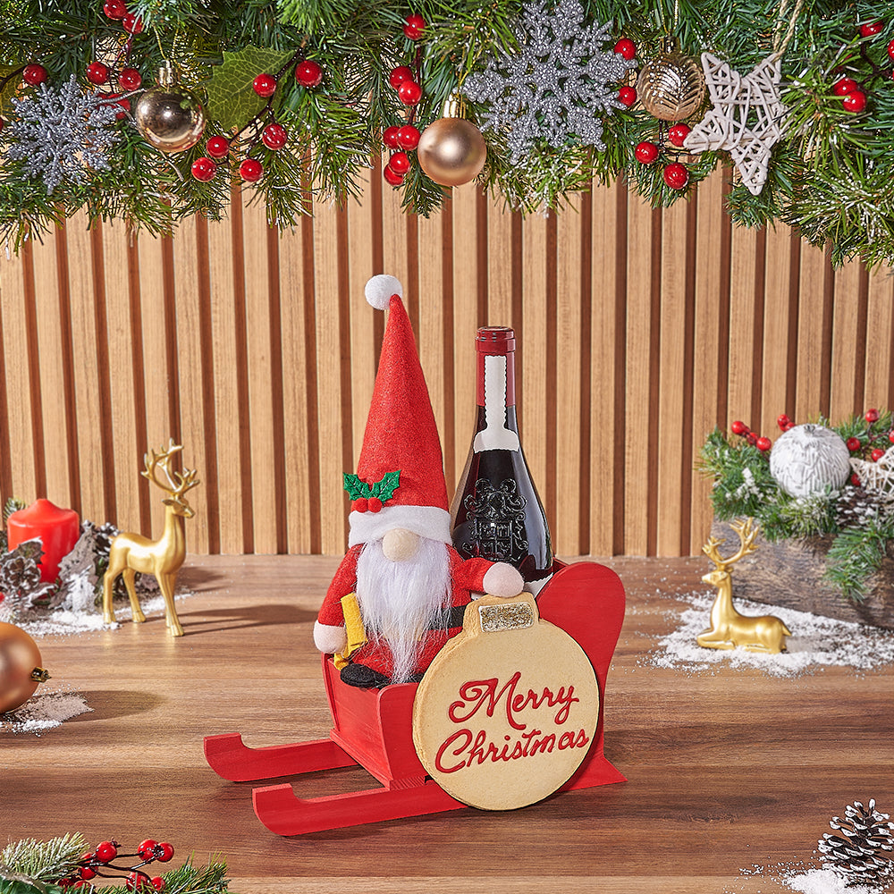 Christmas Wine and Santa Sled – how the gift is presented