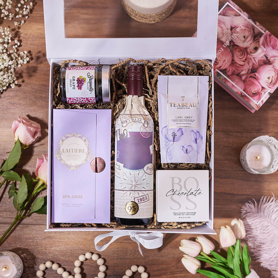 Striking Wine & Chocolate Gift Box, wine gift, wine, chocolate gift, chocolate, tea gift, tea, Ottawa delivery