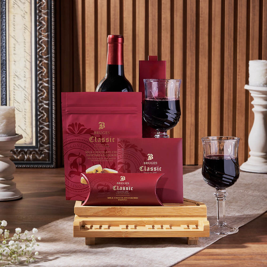 The Sweet Temptations Gourmet Wine Basket, wine gift, wine, chocolate gift, chocolate, cookie gift, cookie, Ottawa delivery