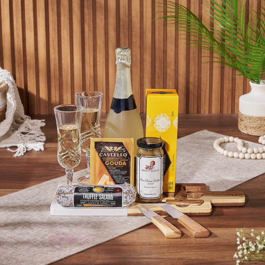 Toast to Meat & Cheese Champagne Basket, champagne gift, champagne, sparkling wine gift, sparkling wine, charcuterie gift, charcuterie, Ottawa delivery