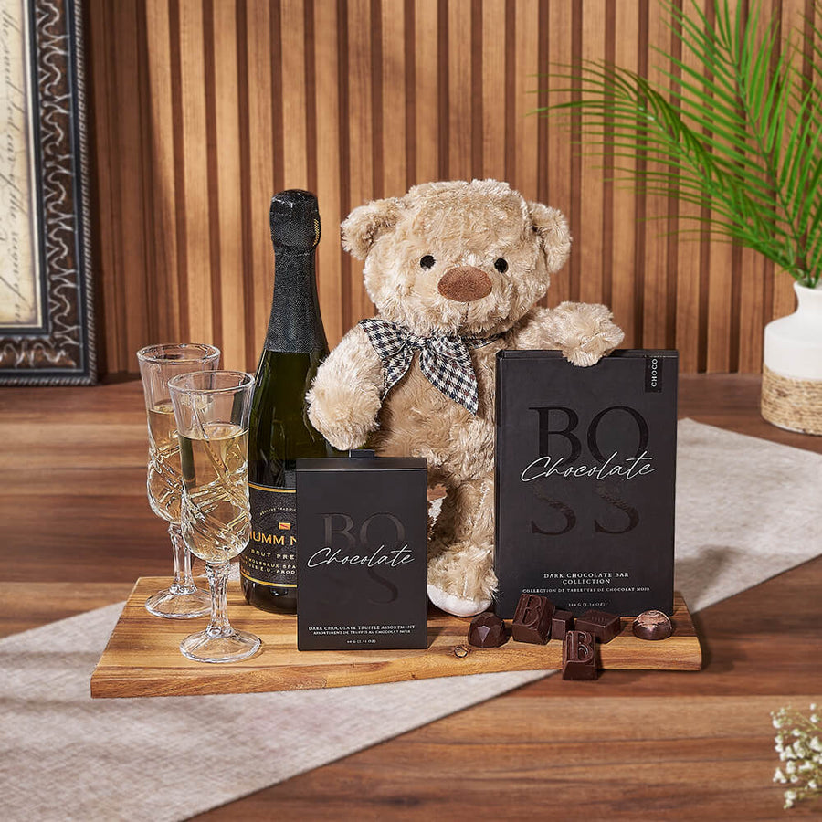 Uptown Champagne Gift Basket, champagne gift, champagne, sparkling wine gift, sparkling wine, chocolate gift, chocolate, Ottawa delivery