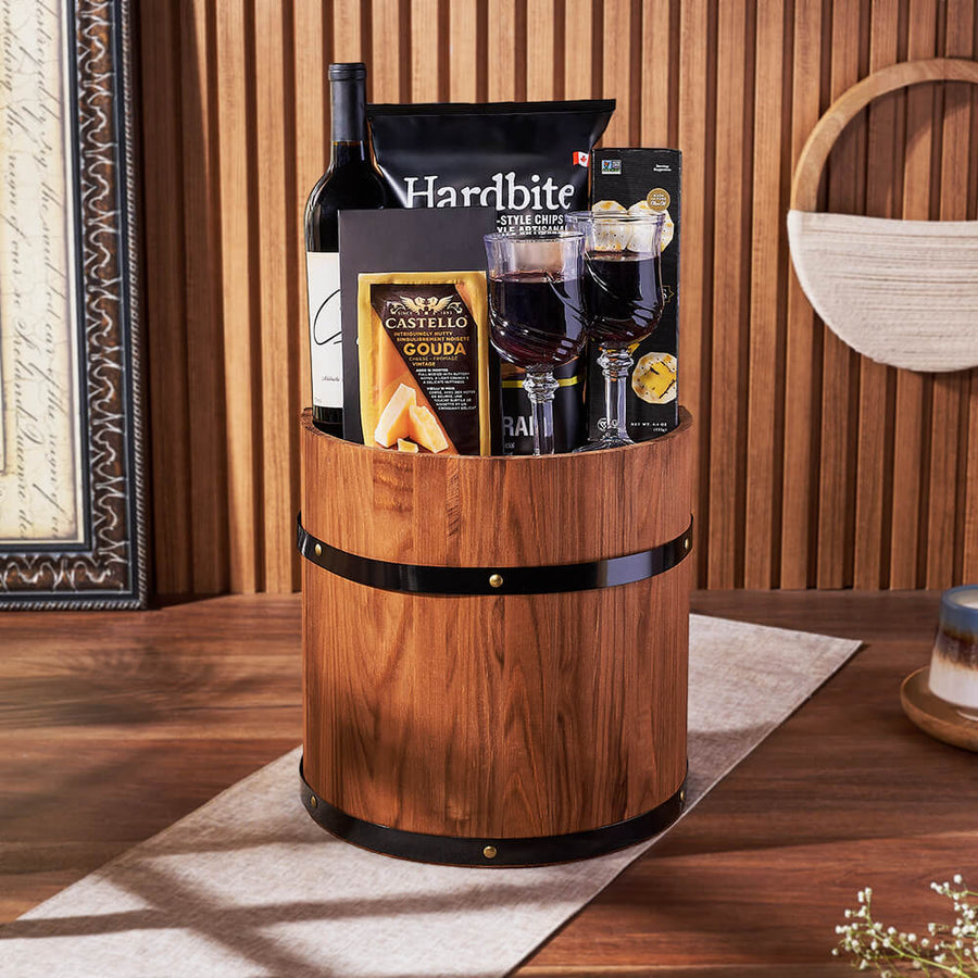 Wine & Cheese Barrel, wine gift, wine, cheese gift, cheese, Ottawa delivery