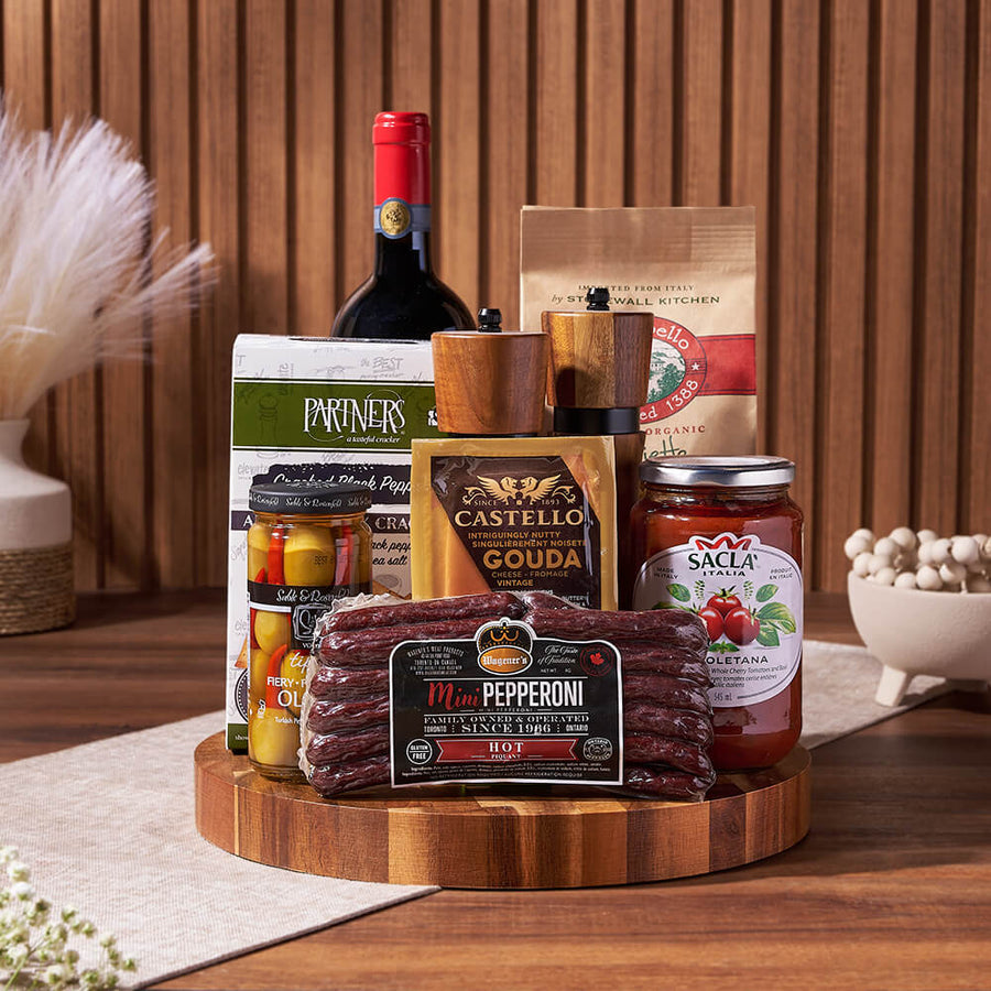 Wine & Pasta Serving Gift, wine gift, wine, pasta gift, pasta, cheese gift, cheese, charcuterie gift, charcuterie, Ottawa delivery
