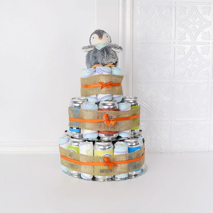 New Baby Arrival Craft Beer Gift Basket with Plush Toy – how the gift is presented