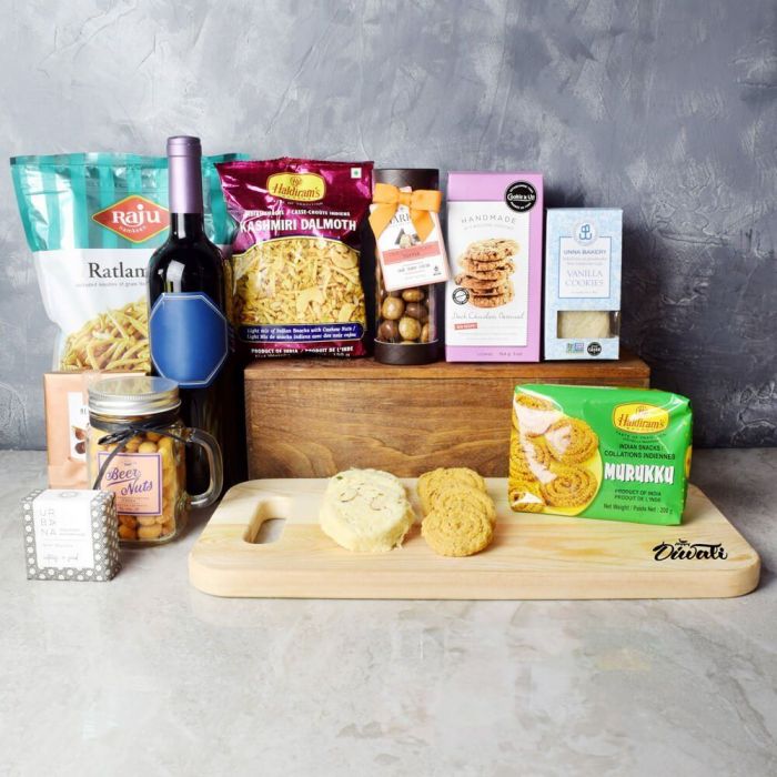 Wine and Gourmet Diwali Basket – how the gift is presented