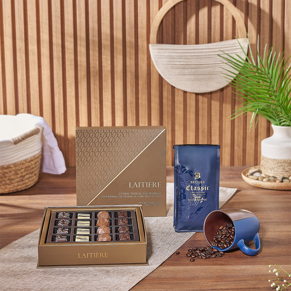 With the Rich Coffee &amp; Truffle Gift Set from Ottawa Baskets to Ottawa delivery