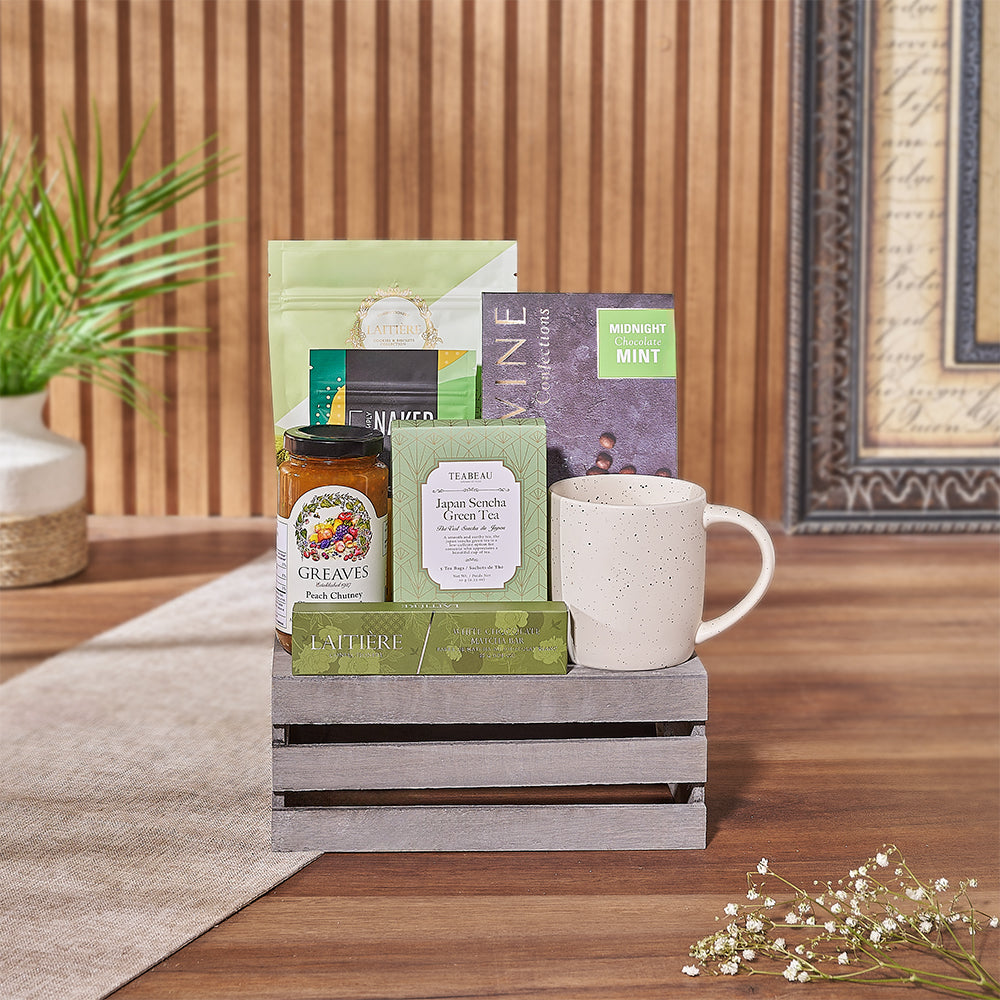 Matcha Treats Wooden Crate – how the gift is presented