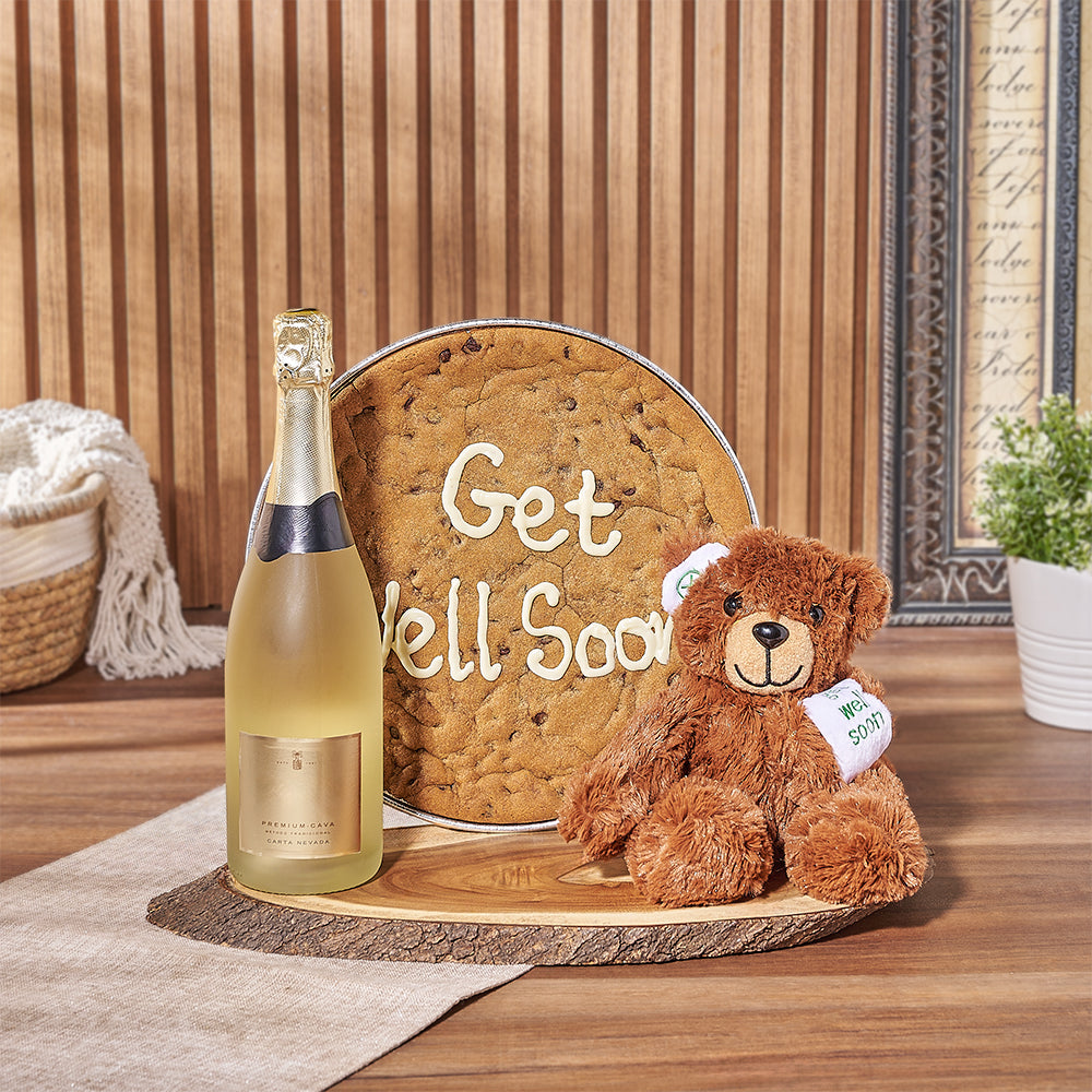 Get Well Soon Cookie &amp; Champagne Gift Set is the perfect blend of warm wishes for a speedy recovery - Ottawa Baskets 