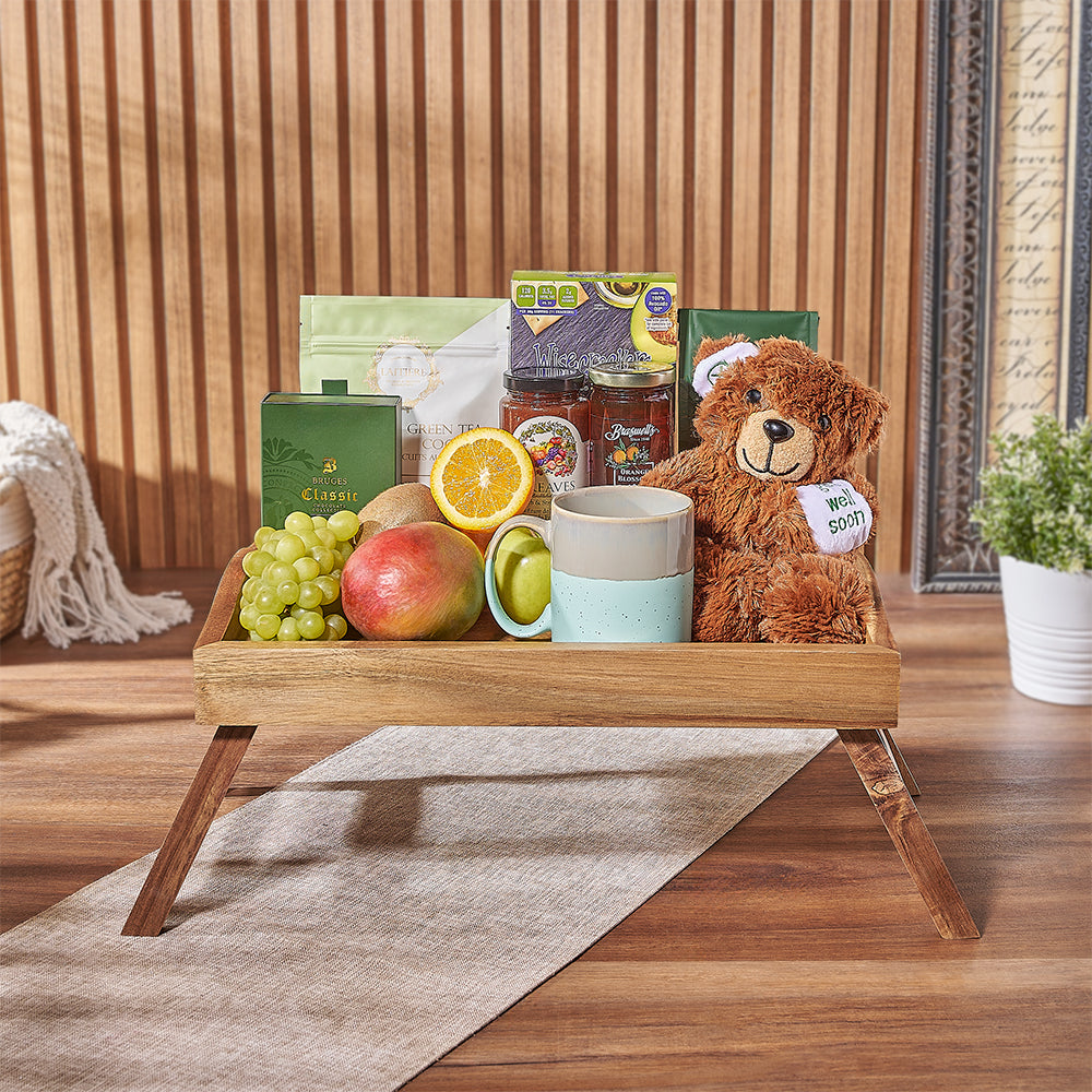 Get Well Green Fruit Gift Tray – how the gift is presented