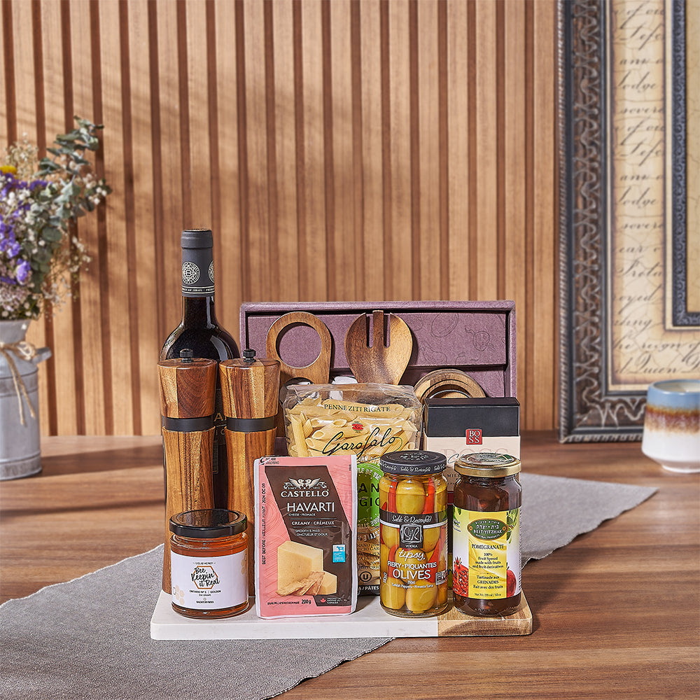 The Hanukkah Kosher Wine &amp;amp; Pasta Basket from Ottawa Baskets is a stunning gift - Ottawa Delivery