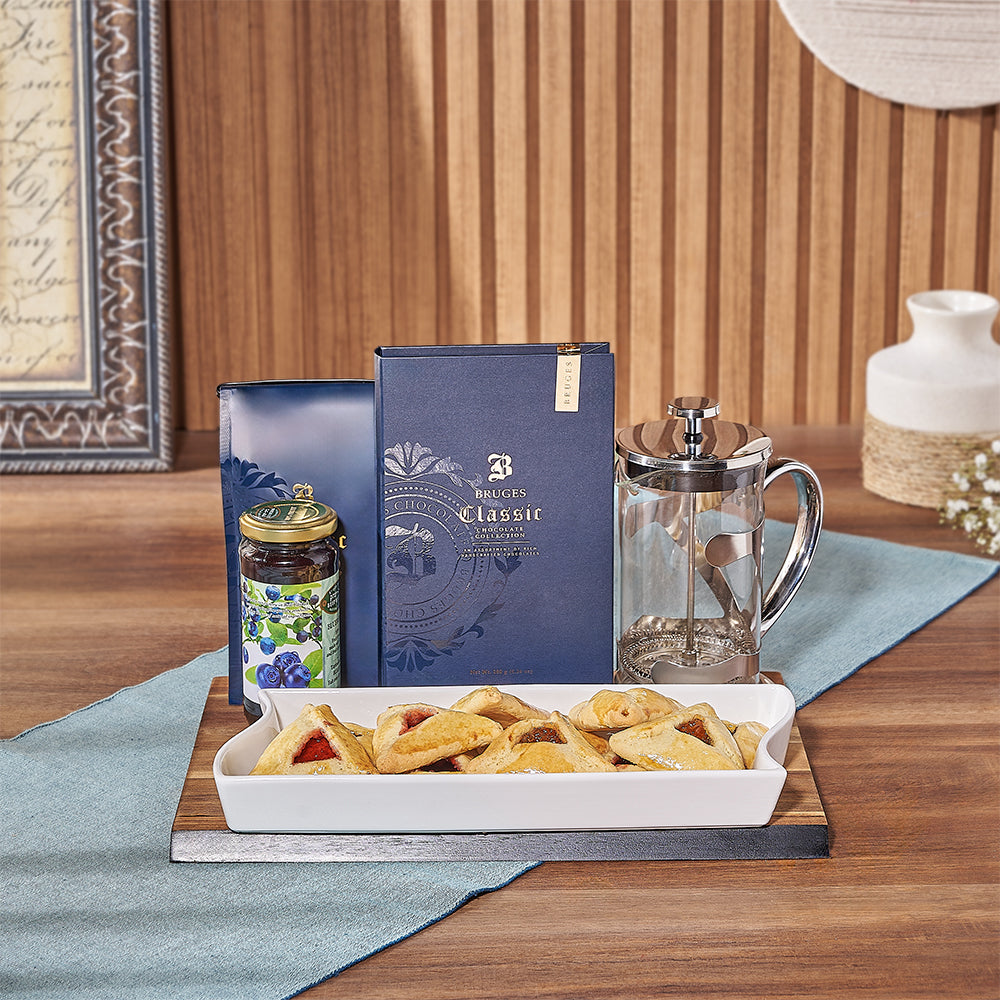 Purim Hamantaschen and Coffee Gift Basket – how the gift is presented