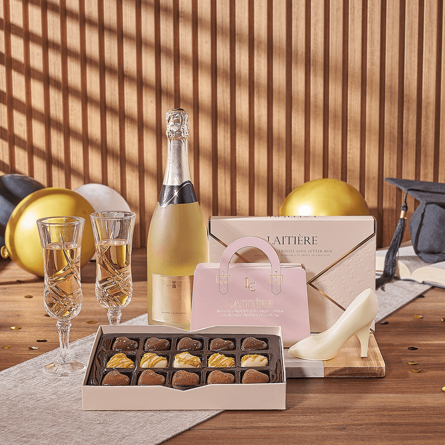 Bubbly Graduation Gift, graduation gift, graduation, chocolate gift, chocolate, champagne gift, champagne, sparkling wine gift, sparkling wine, Ottawa delivery