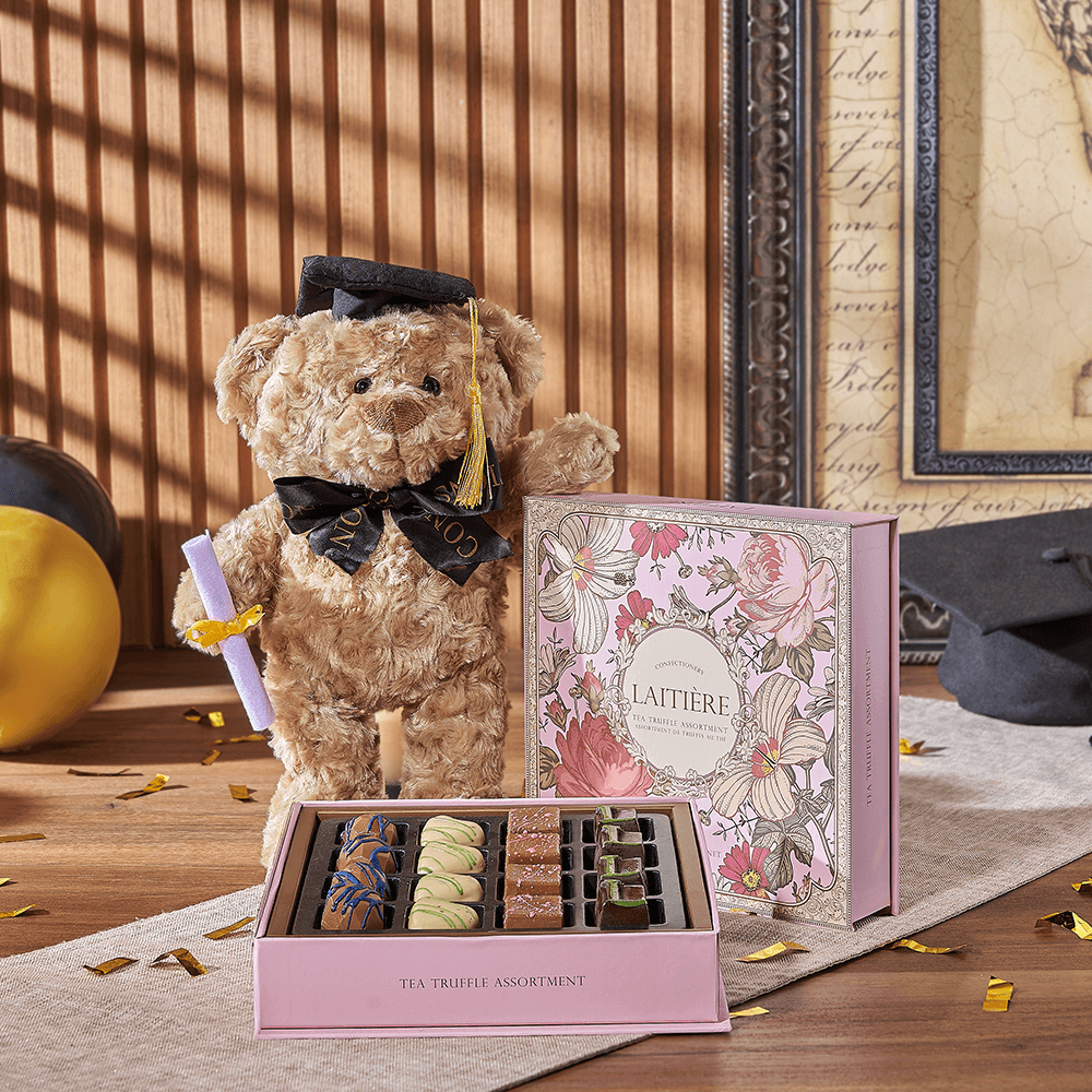 Graduation Gift Box with Tea-Inspired Chocolate Truffles – how the gift is presented