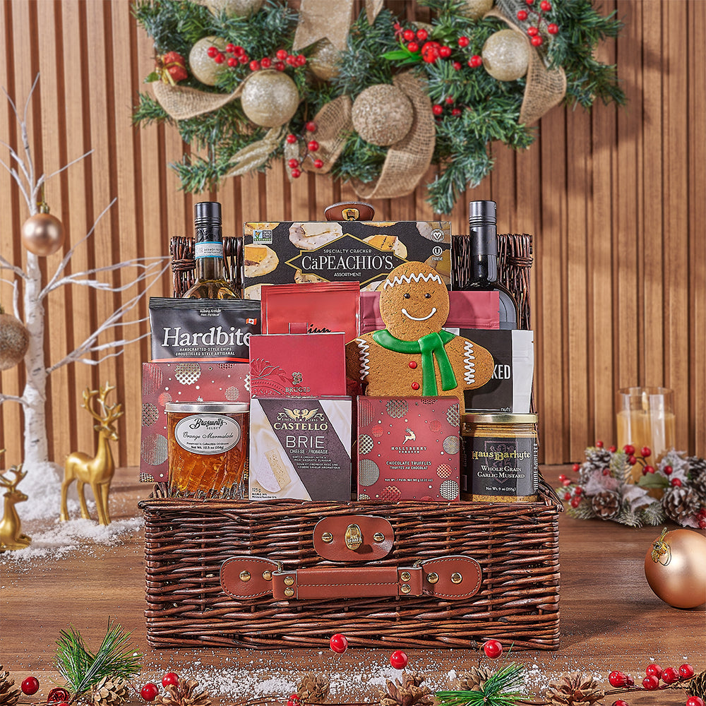 Ample Holiday Wine &amp; Treats Basket, christmas gift, christmas, wine gift, wine, holiday gift, holiday, Ottawa delivery