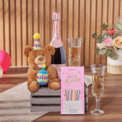 Birthday Bear & Champagne Gift Crate, champagne gift, champagne, birthday gift, birthday, Ottawa delivery