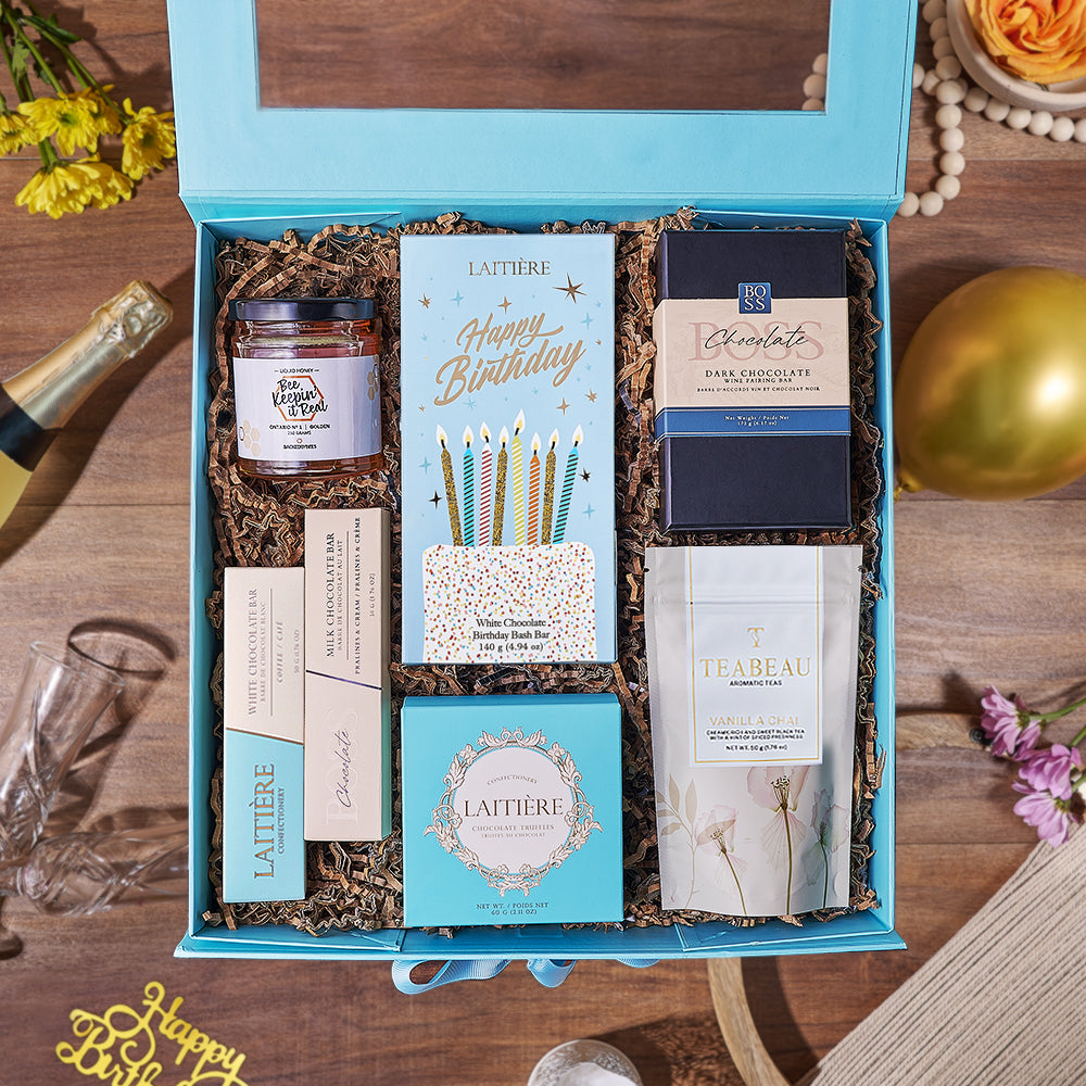 Birthday Chocolate &amp; Chai Gift Box, chocolate gift, chocolate, birthday gift, birthday, tea gift, tea, Ottawa delivery