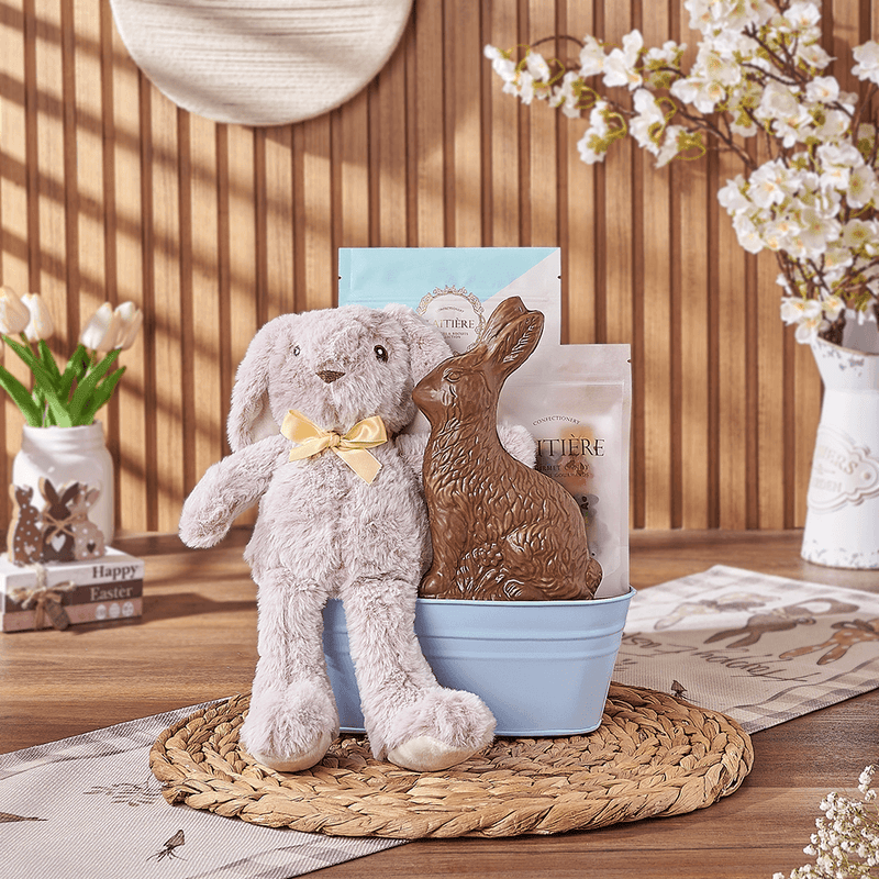 Blue Easter Bunny Gift Basket, chocolate gift, chocolate, easter gift, easter, Ottawa delivery