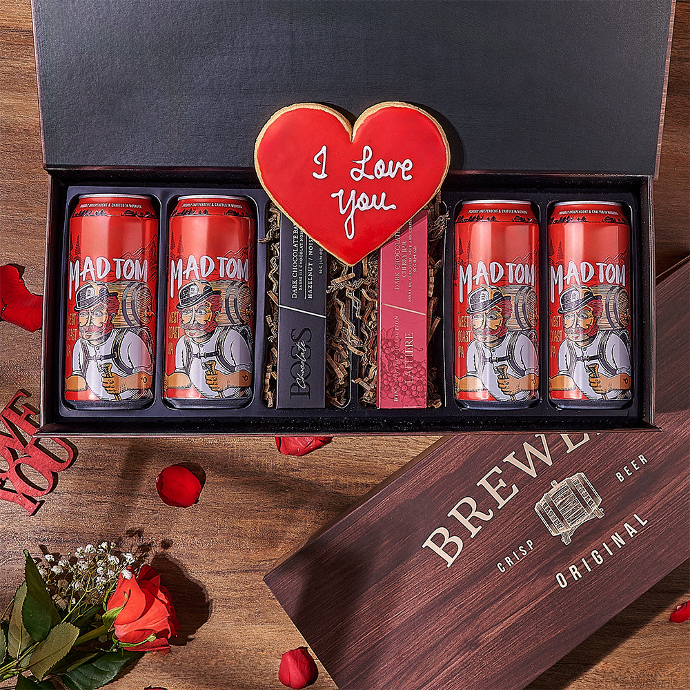 Valentine's Day Beer Gift Basket with Laitière & Boss Chocolates – how the gift is presented