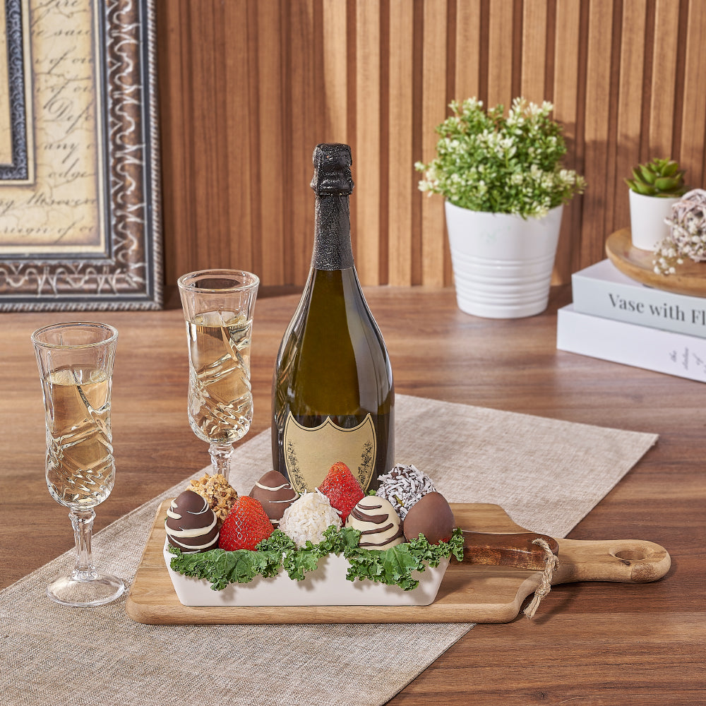 Bubbly &amp; Chocolate Strawberry Dish, champagne gift, champagne, sparkling wine gift, sparkling wine, chocolate dipped strawberry gift, chocolate dipped strawberry, Ottawa delivery