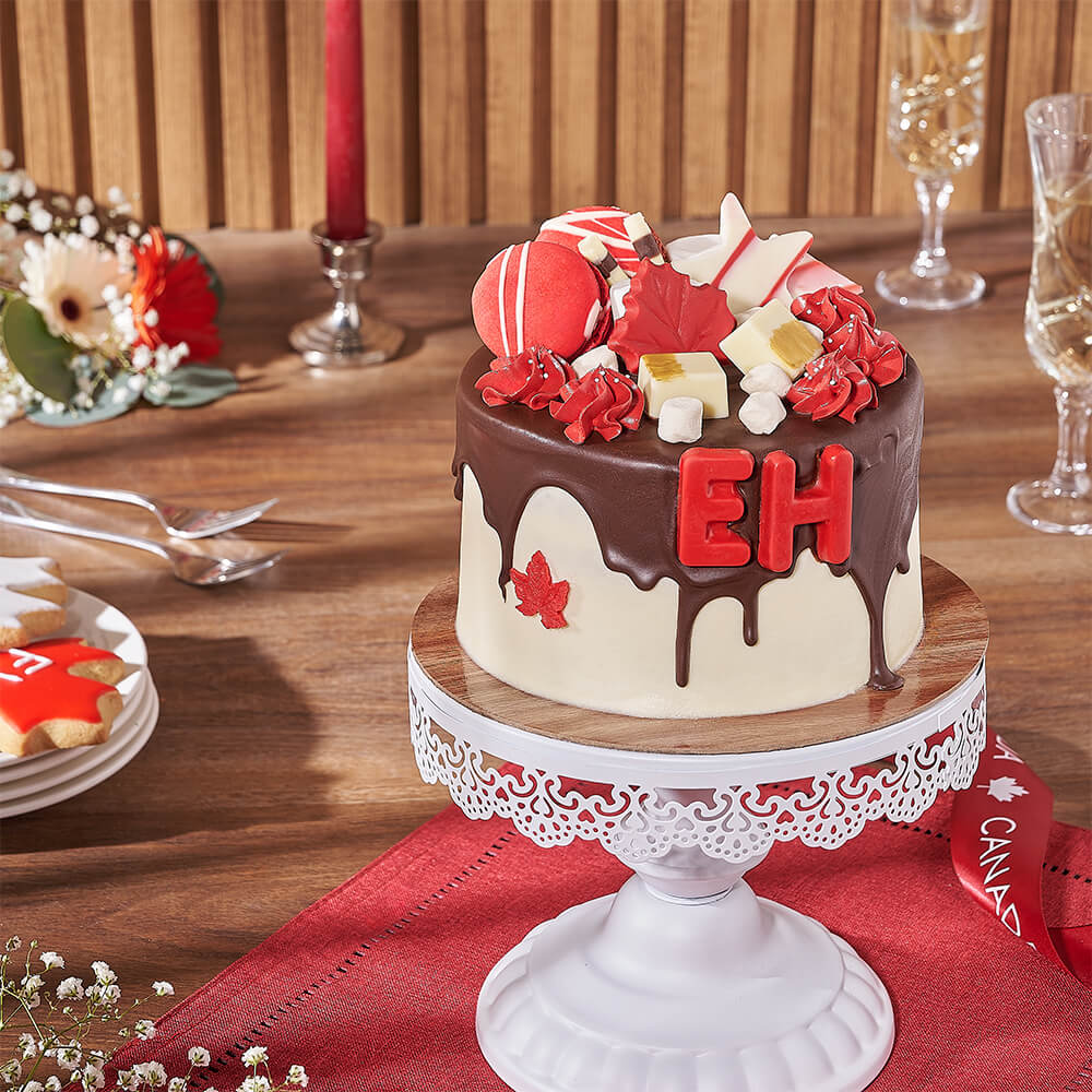Cream Cheese Frosted Cake with Canada Day Theme, 6-Inch – how the gift is presented