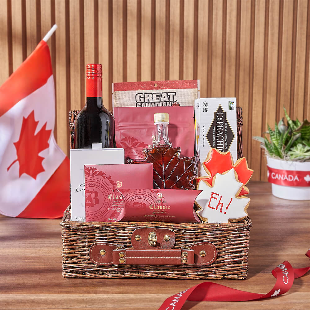 Small Wicker Picnic Basket Wine and Beef Jerky Gift – how the gift is presented