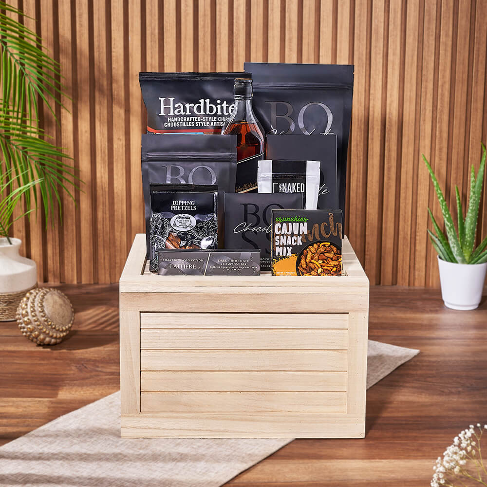 Carleton Liquor &amp; Snack Crate, liquor gift, liquor, snack gift, snack, chocolate gift, chocolate, Ottawa delivery