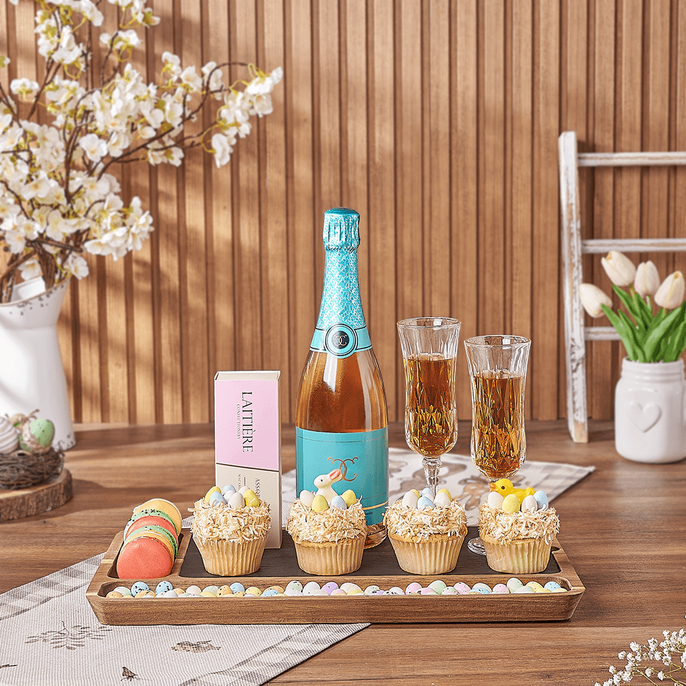 Champagne &amp; Easter Cupcake Serving Gift, sparkling wine gift, sparkling wine, champagne gift, champagne, easter gift, easter, Ottawa delivery