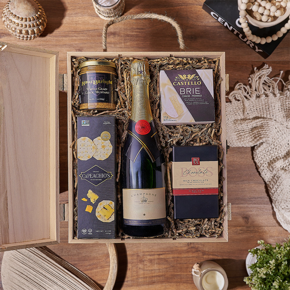 Champagne &amp; Treat Gift Box, champagne gift, champagne, cheese gift, cheese, chocolate gift, chocolate, Ottawa delivery