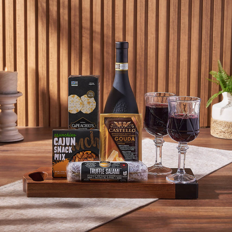 Charcuterie & Wine Gift Basket, wine gift, wine, cheese gift, cheese, charcuterie gift, charcuterie, Ottawa delivery