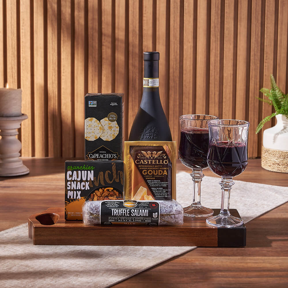 Charcuterie & Wine Gift Basket, wine gift, wine, cheese gift, cheese, charcuterie gift, charcuterie, Ottawa delivery