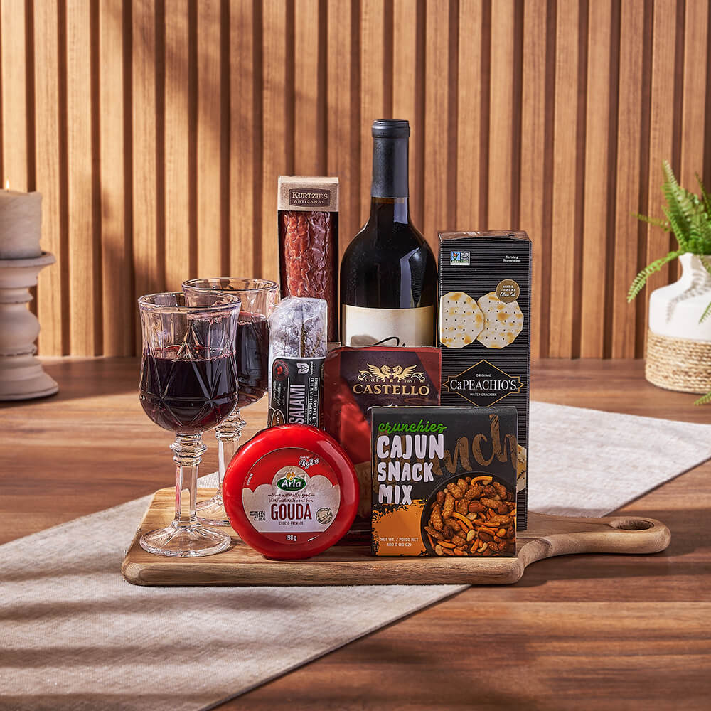 Cheese &amp; Salami Gift Set with Wine, wine gift, wine, charcuterie gift, charcuterie, cheese gift, cheese, gourmet gift, gourmet, Ottawa delivery