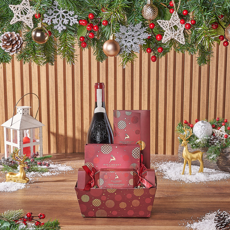 Christmas Morning Wine Gift Set, christmas gift, christmas, wine gift, wine, chocolate gift, chocolate, Ottawa delivery